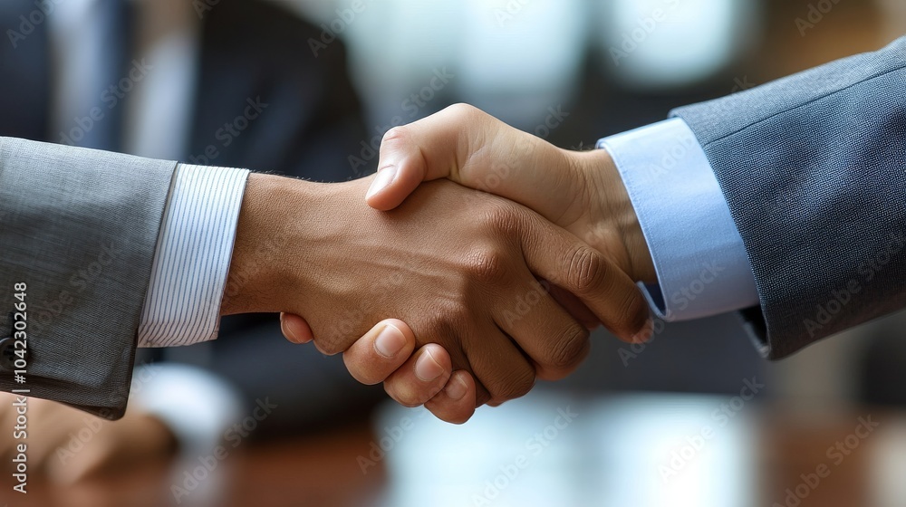 custom made wallpaper toronto digitalBusiness partners making a handshake agreement in a high-rise office, symbolizing business success