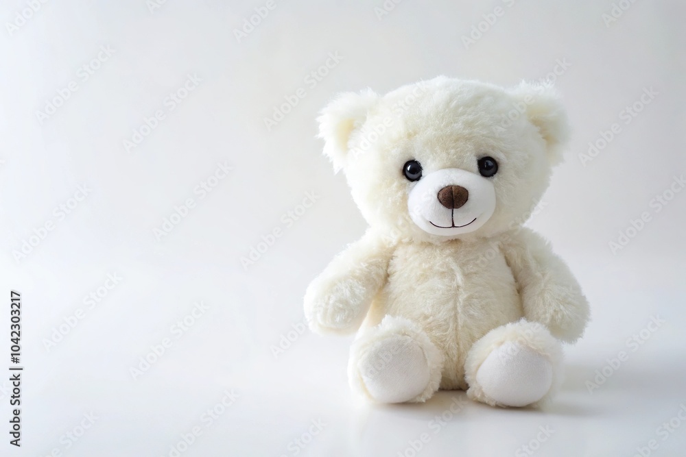 Cute white plush teddy bear isolated on white background Cute white plush teddy bear isolated on white background