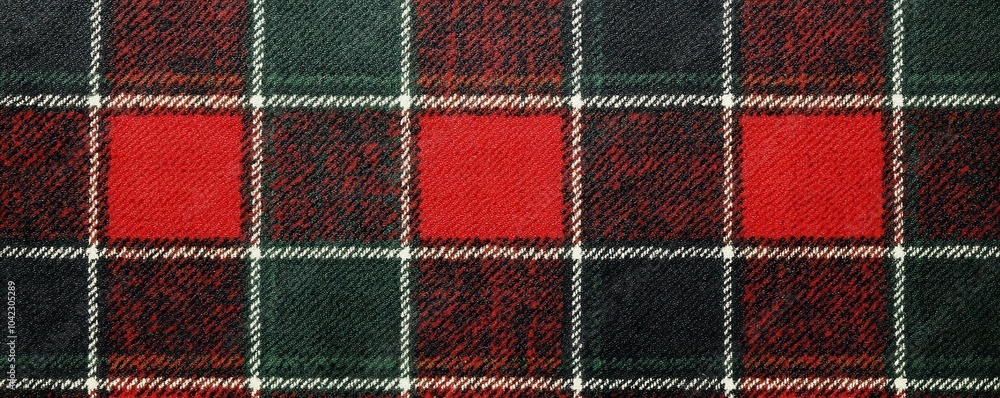 Red, green, and black tartan pattern with classic white accents, evoking traditional Scottish designs Red, green, and black tartan pattern with classic white accents, evoking traditional Scottish designs