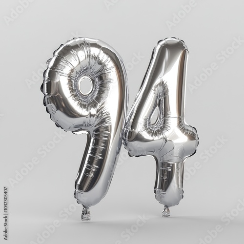 Silver balloon shaped like number 94 photo