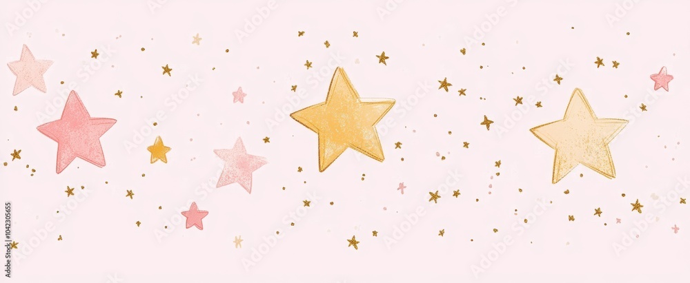 Whimsical hand-drawn stars in soft pastel hues scattered across a delicate background, perfect for dreamy designs Whimsical hand-drawn stars in soft pastel hues scattered across a delicate background, perfect for dreamy designs
