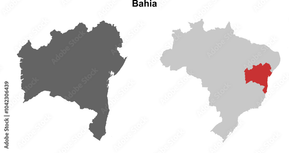 Bahia state blank outline map set Bahia state blank outline map set