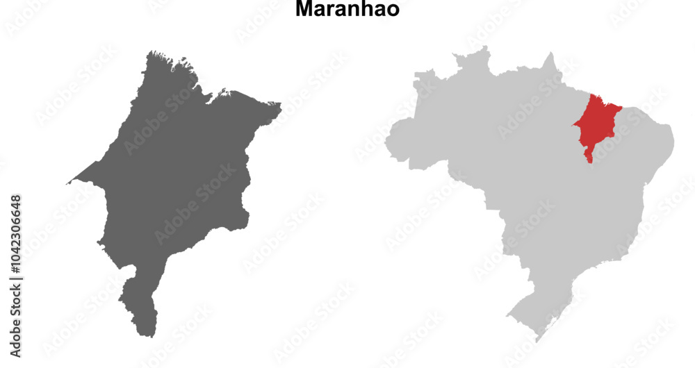 Obraz premium Maranhao state blank outline map set