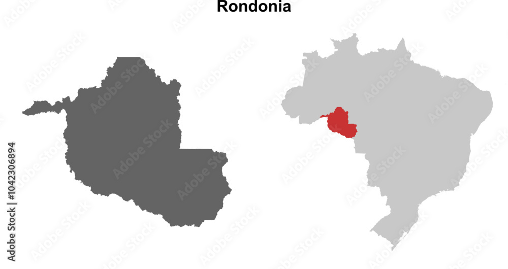 Fototapeta premium Rondonia state blank outline map set
