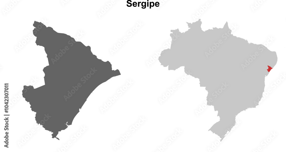 Fototapeta premium Sergipe state blank outline map set