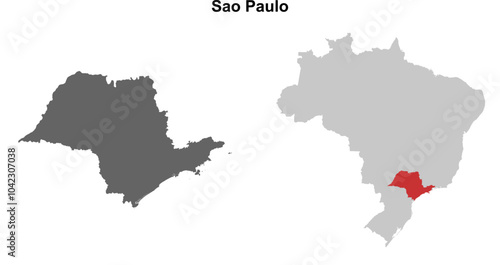 Sao Paulo state blank outline map set