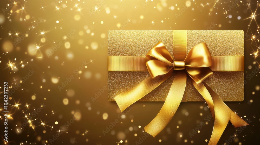Gift card with golden ribbon for holiday deals Gift card with golden ribbon for holiday deals
