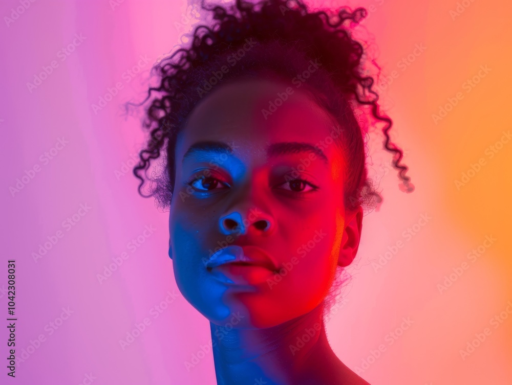 LGBTQ person with a playful expression, against a backdrop of pastel rainbow colors LGBTQ person with a playful expression, against a backdrop of pastel rainbow colors