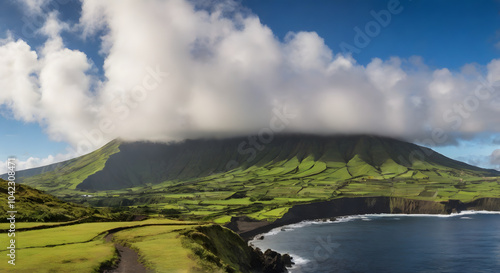 landscape with mountains and clouds