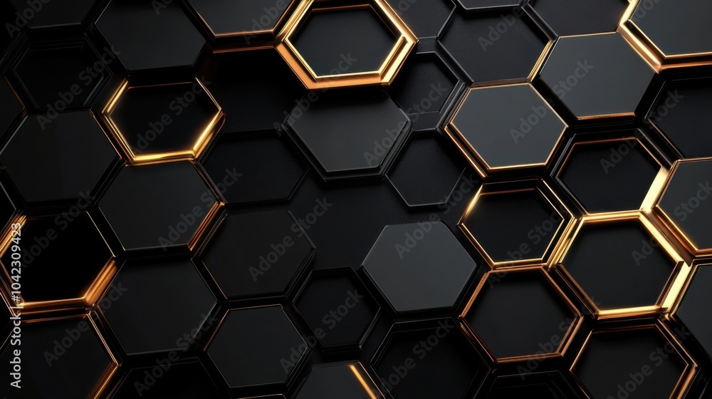 Black metal background golden lines luxury hexagonal illustration Black metal background golden lines luxury hexagonal illustration