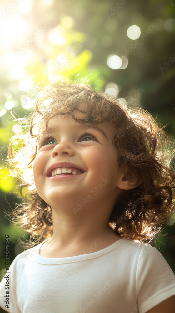 Joyful child's laughter in sunlit garden - perfect for lifestyle and nature themes Joyful child's laughter in sunlit garden - perfect for lifestyle and nature themes