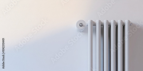 Wallpaper Mural A white radiator with a valve, mounted on a clean, minimalistic wall, featuring a simple and functional design in a modern indoor space.. Torontodigital.ca