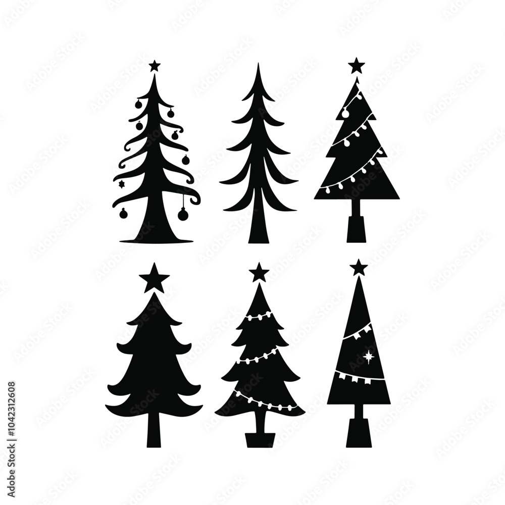 Holiday Christmas Tree Icons in Vector Holiday Christmas Tree Icons in Vector
