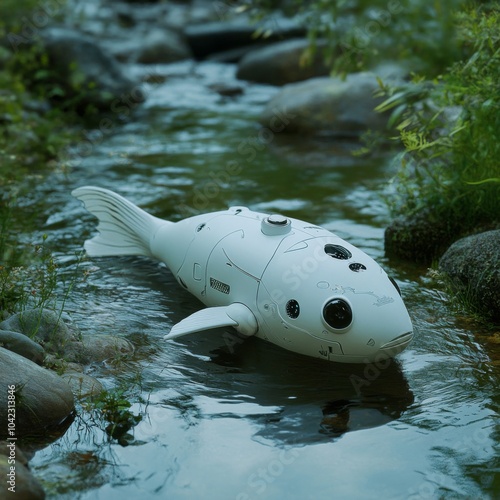 Wallpaper Mural Futuristic robotic fish in a stream Torontodigital.ca