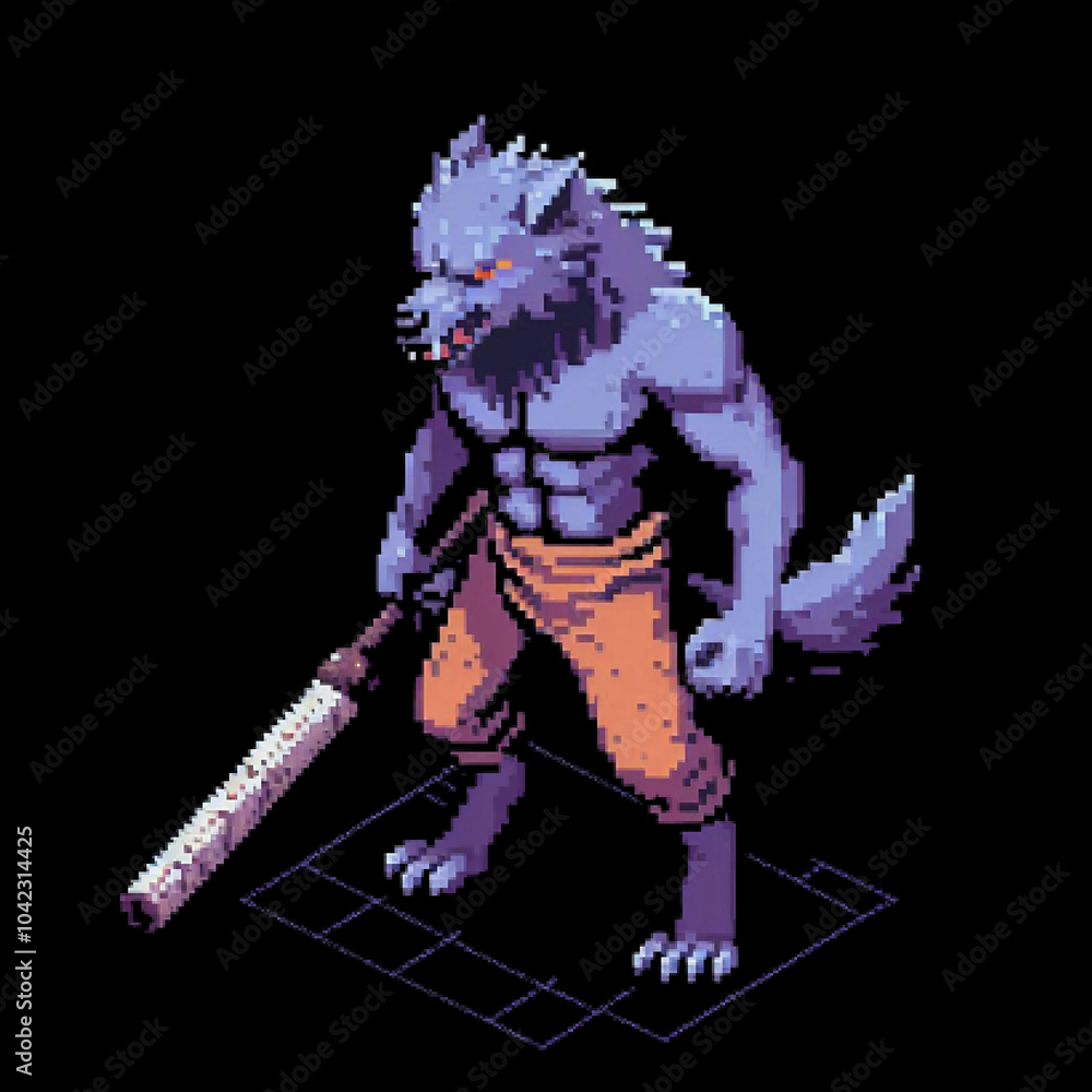 Fototapeta premium Pixelated Werewolf Fighter