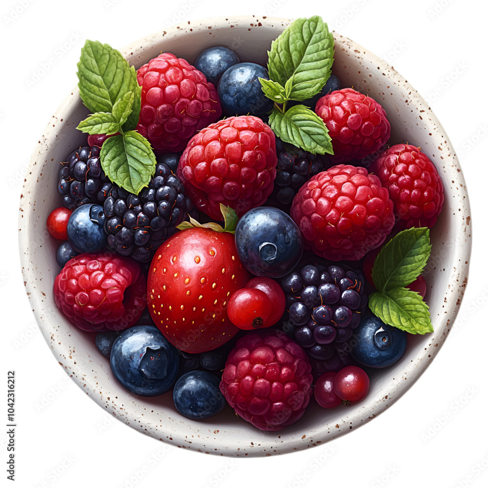 A vibrant bowl of mixed berries, including raspberries, blueberries, blackberries, strawberries, and mint leaves, set against a dark background. A vibrant bowl of mixed berries, including raspberries, blueberries, blackberries, strawberries, and mint leaves, set against a dark background.