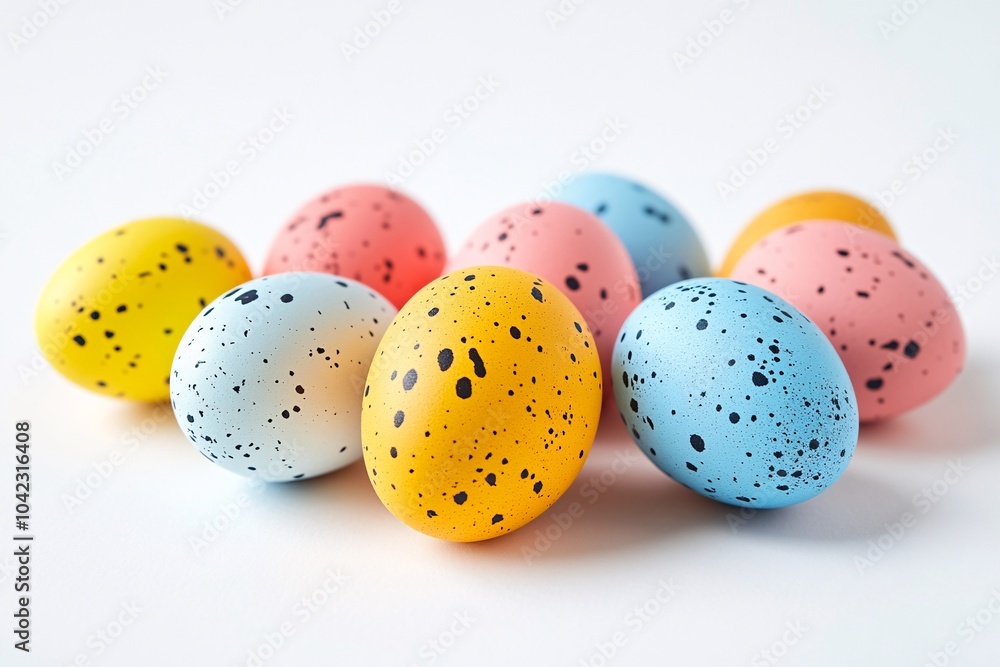 Colorful Easter eggs on a white background, no people 1 Colorful Easter eggs on a white background, no people 1