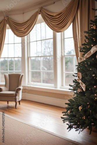 christmas tree with christmas decorations in a living room