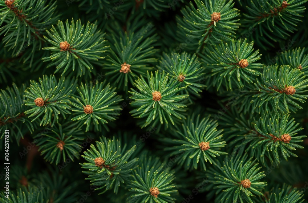 Close-up of lush green pine needles showcasing detail and texture in a natural setting Close-up of lush green pine needles showcasing detail and texture in a natural setting