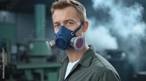 A worker in protective gear observes industrial operations inside a manufacturing facility during daytime