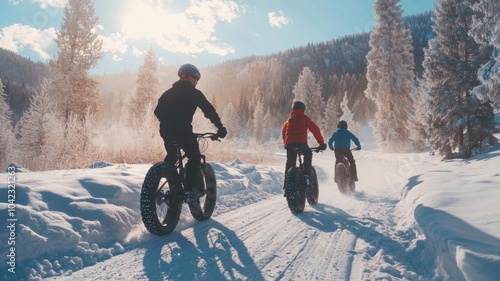 A fat biking adventure through snowy trails, with parents and kids enjoying the ride together