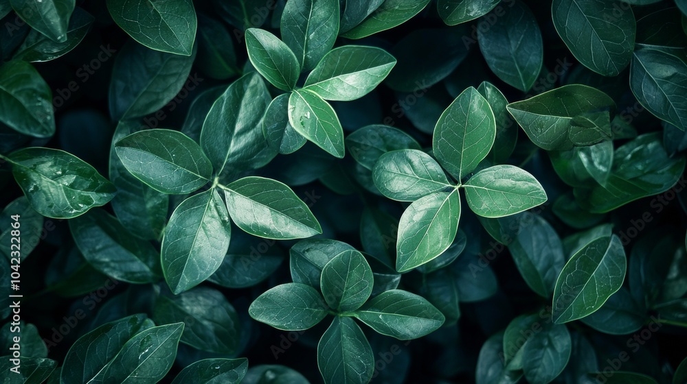 Lush green leaves creating a natural pattern Lush green leaves creating a natural pattern