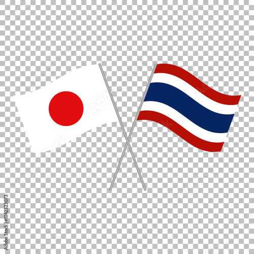 Thailand and Japan crossed flags. Vector illustration