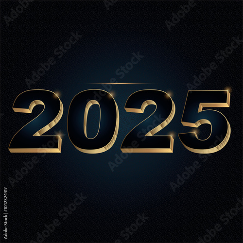 Vector 3D de la Fecha 2025 en Dorado y Azul Marino