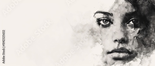 Digitally altered pencil sketch of a woman's face silhouette, with her eyes gazing sideways