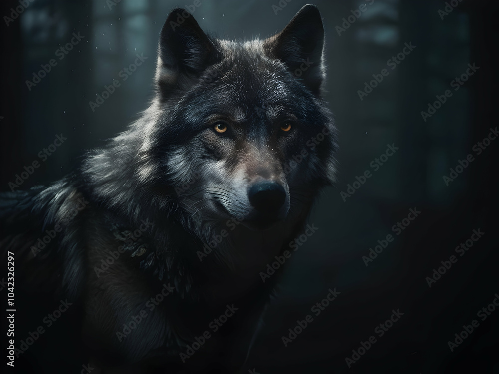 Abstract portrait of beautiful wolf