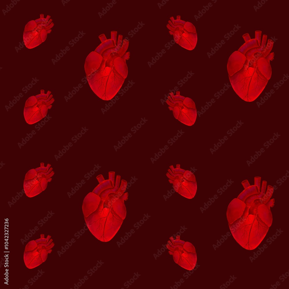 Red real heart seamless pattern valentine day print Red real heart seamless pattern valentine day print