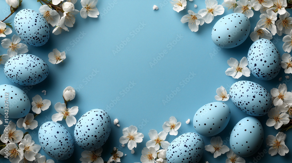 Obraz premium blue easter eggs background