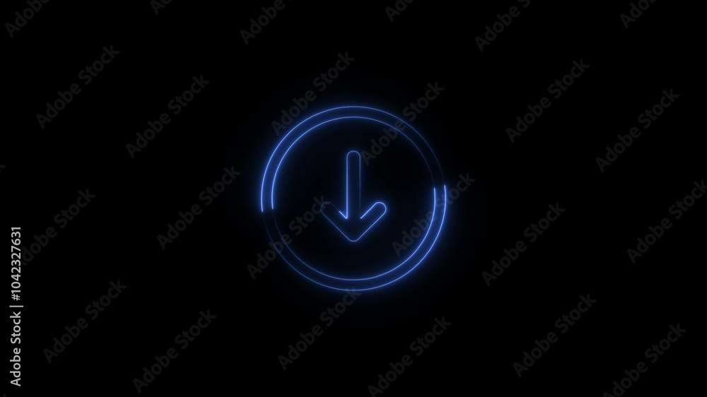 Neon Download icon animation.Arrow down symbol reveal. slide, upload, download, downloading, uploading. Neon Download icon animation.Arrow down symbol reveal. slide, upload, download, downloading, uploading.
