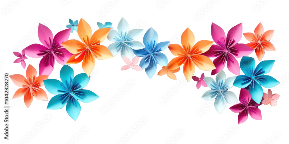 Obraz premium PNG Abstract flower floral border backgrounds origami plant.
