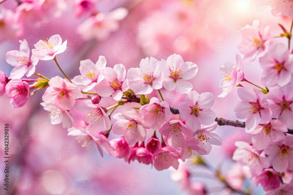 Delicate pink cherry blossoms in full bloom Delicate pink cherry blossoms in full bloom