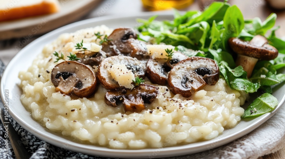 Creamy Mushroom Risotto with Fresh Arugula Salad Creamy Mushroom Risotto with Fresh Arugula Salad