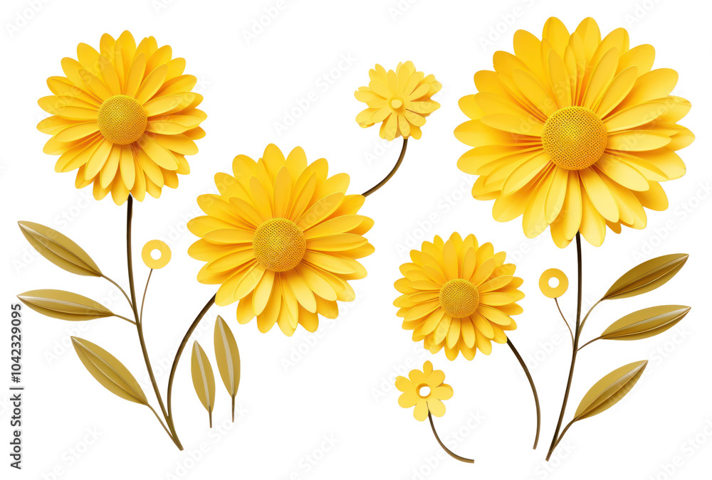 Naklejka premium PNG Yellow daisies flower petal plant.
