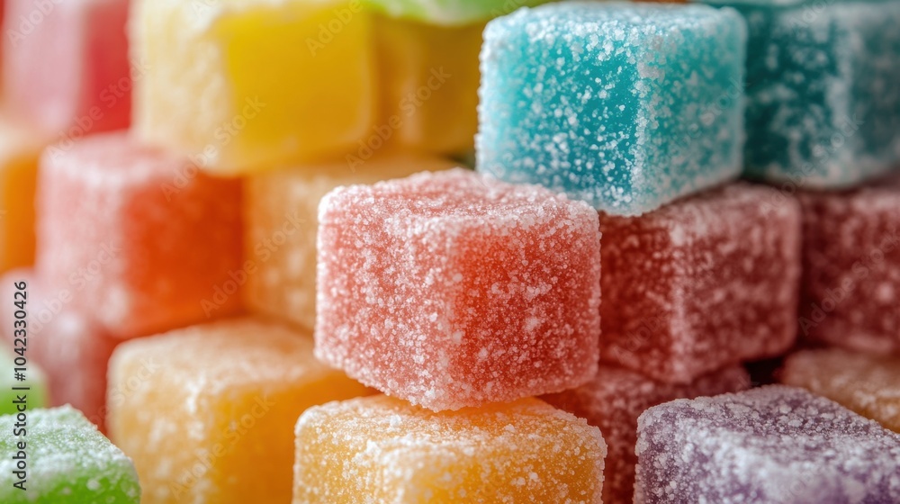 Colorful Gelatin Sweets and Gummy Candies on a White Background Colorful Gelatin Sweets and Gummy Candies on a White Background