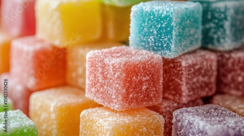 Colorful Gelatin Sweets and Gummy Candies on a White Background