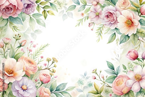 Delicate watercolor florals blooming softly
