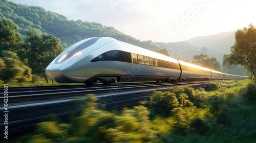 Wallpaper Mural High-Speed Train in Scenic Landscape Torontodigital.ca