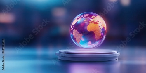 Glowing Earth Globe Representing Cyber Security and Data Protection in Modern Digital Environment for Print and Online Use