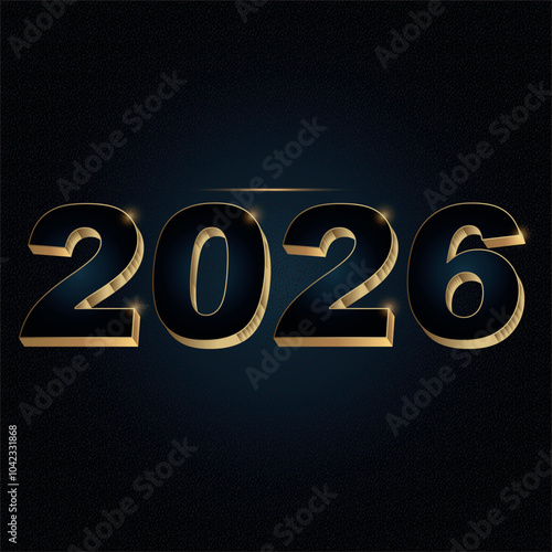 Vector 3D de la Fecha 2026 en Dorado y Azul Marino