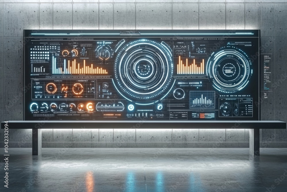 Fototapeta premium Smart grid control room with holographic displays that display real-time energy consumption