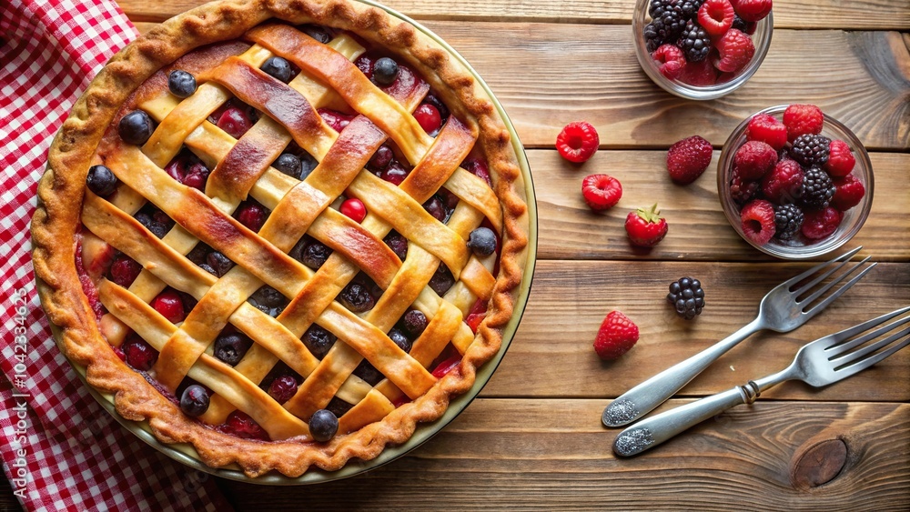 Delicious berry pie on a dining table ready to eat