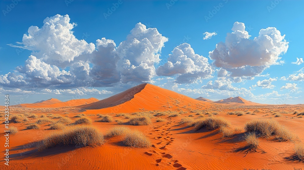 Fototapeta premium Red Sand Dunes Under a Blue Sky - Namibia Landscape Photography