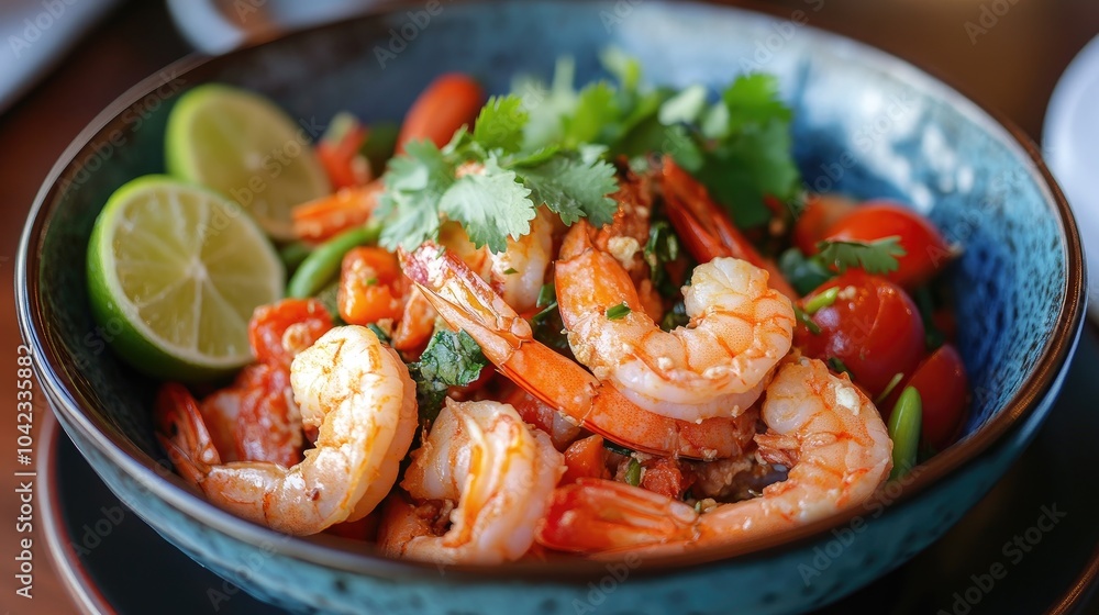 Fresh Shrimp Salad with Lime and Coriander Garnish Fresh Shrimp Salad with Lime and Coriander Garnish