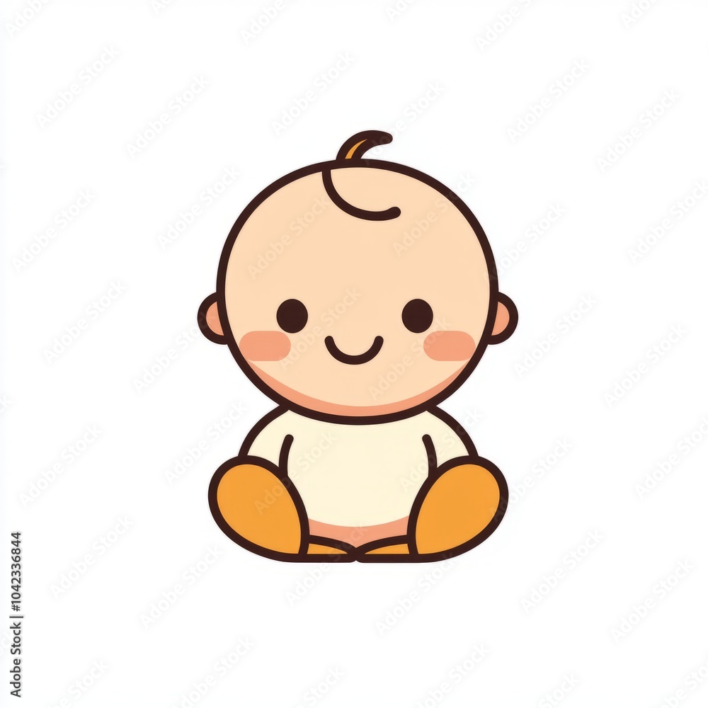 Cute cartoon baby sitting down with a smile. Cute cartoon baby sitting down with a smile.