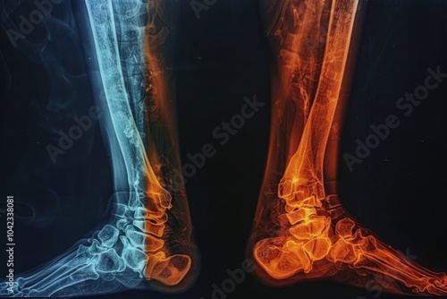 Here are two xrays showing the leg and ankle of an individual