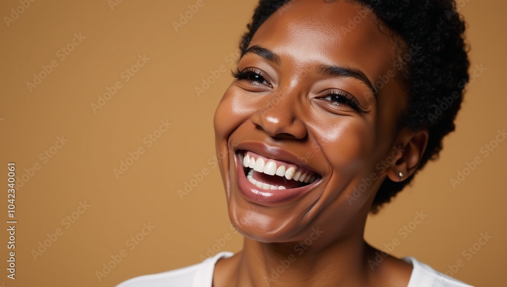 African-American woman laughter and smile depicted African-American woman laughter and smile depicted